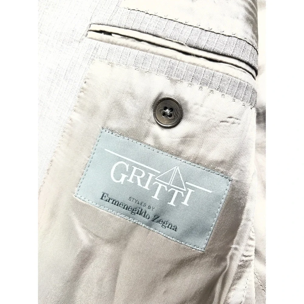 Gritti Ermenegildo Zegna 100% Wool Gray Pinstripe Blazer‎ Sport Coat Mens 36/38R